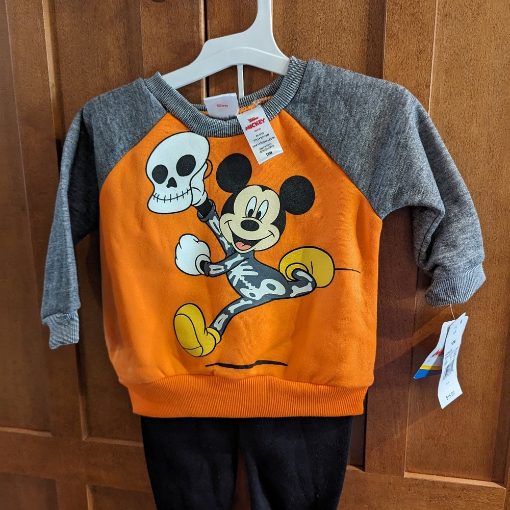 18 months Mickey Mouse Halloween Sweatshirt and sweat pants outfit